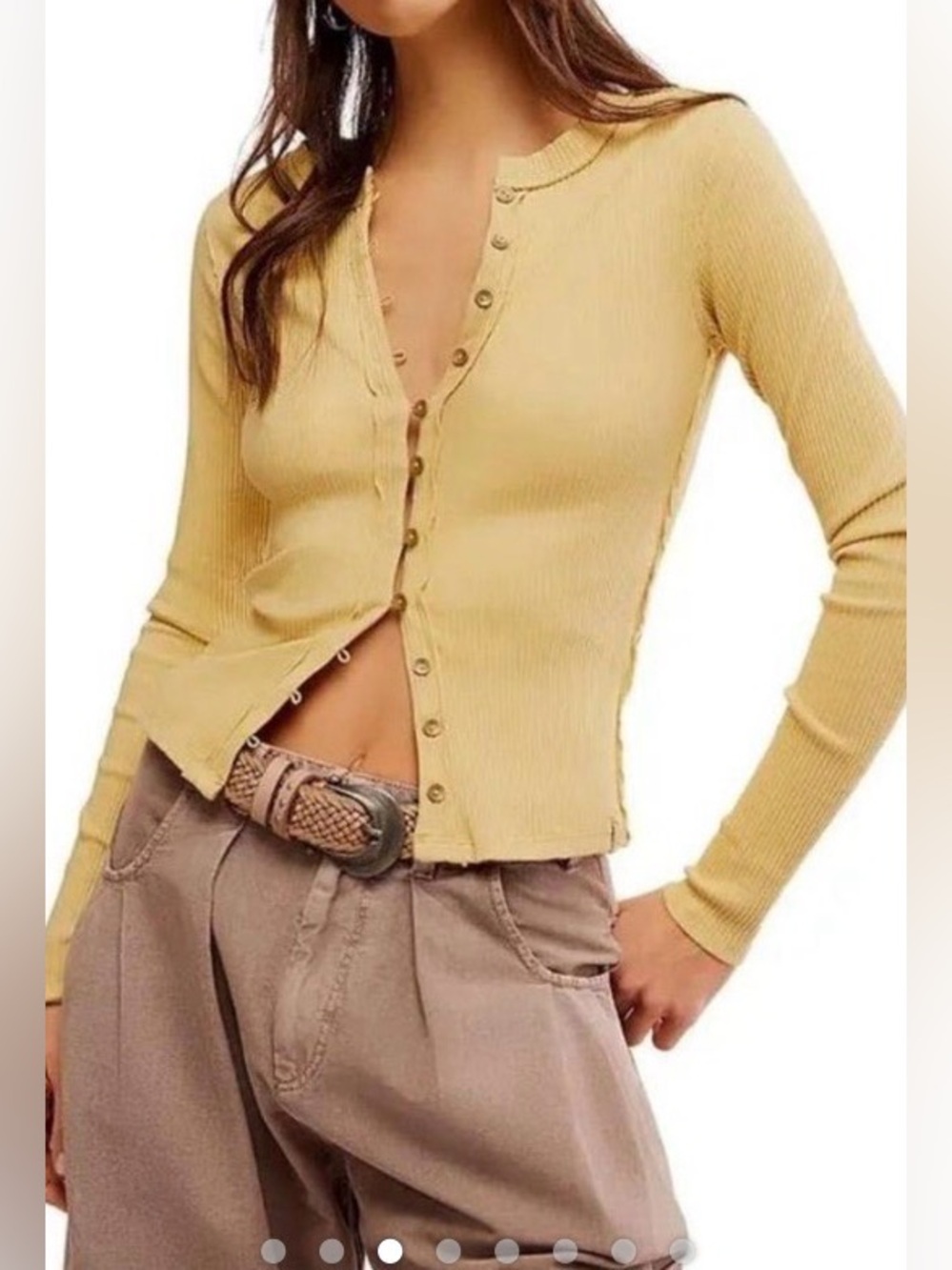 Free People We The Free It’s On Cardi Top in Moonstone